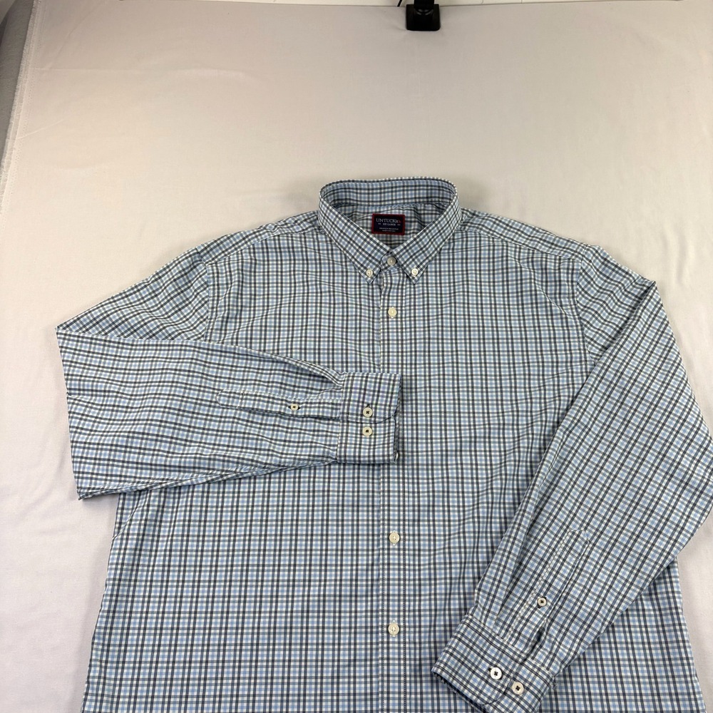 UNTUCKit Shirt Mens 2XL Blue Plaid Performance Stretch Button Up‎ Long Sleeve